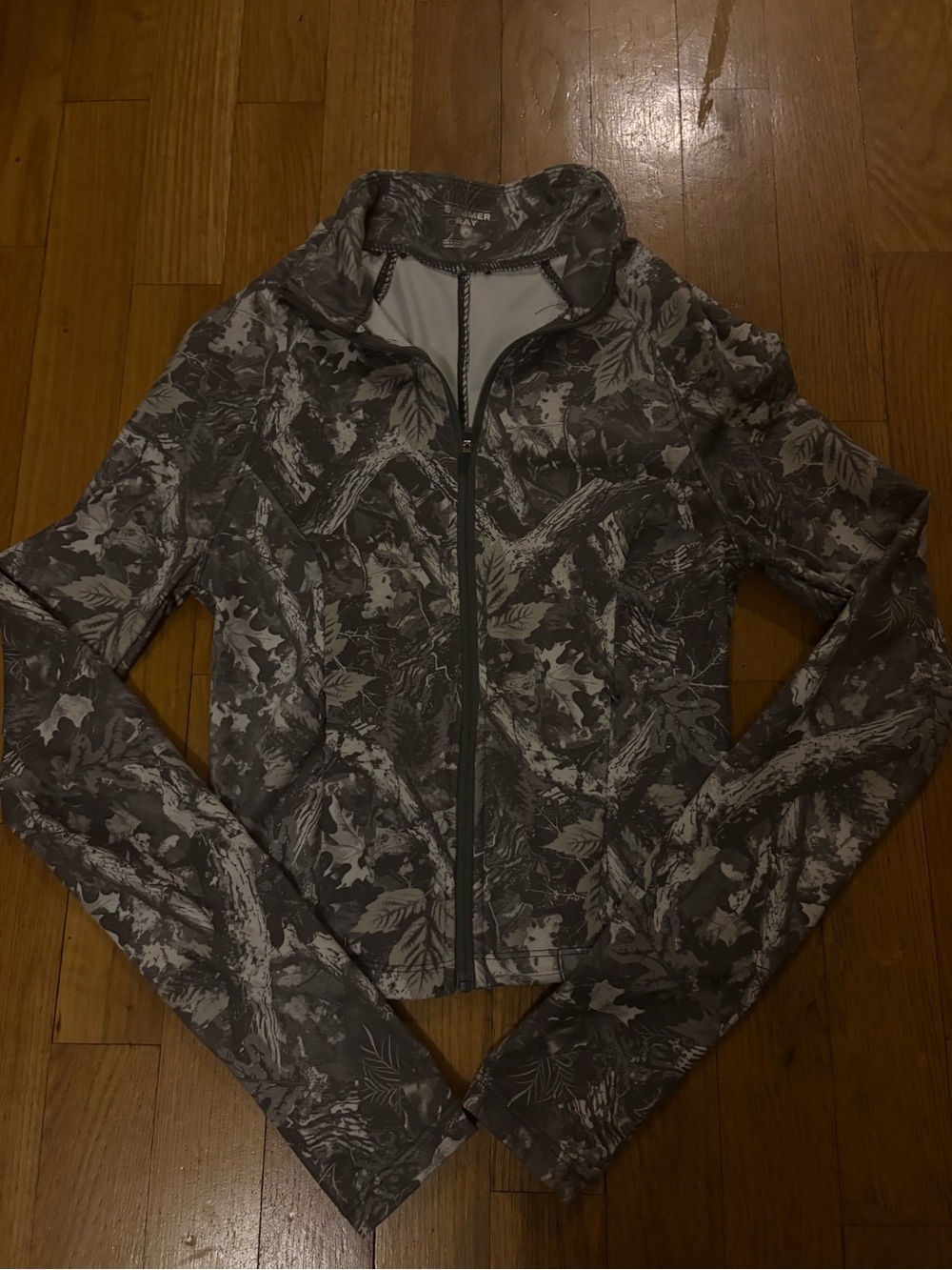 Women’s Printed Zip-Front Jacket - Gray Floral